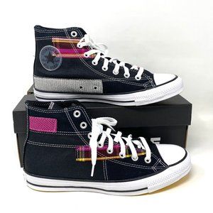 Converse Men's Size 168745C CTAS High Top Black Color Patches Canvas Sneakers